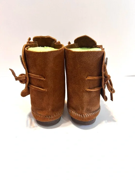 Women’s kids Tan-Brown Suede Fringe Ankle Boots size 7-8 - Picture 5 of 9